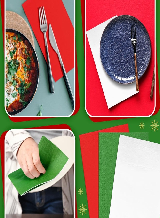 Qilery 120 Pcs Christmas Napkins Bulk 3 Ply Red White Green Disposable Paper Napkins Italy Theme Napkins Hand Towel Tableware for Christmas Family Gathering Dining Banquet and Italian Party Decoration - Image 4